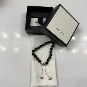 Gucci Black Beaded Bracelet with Silver Details